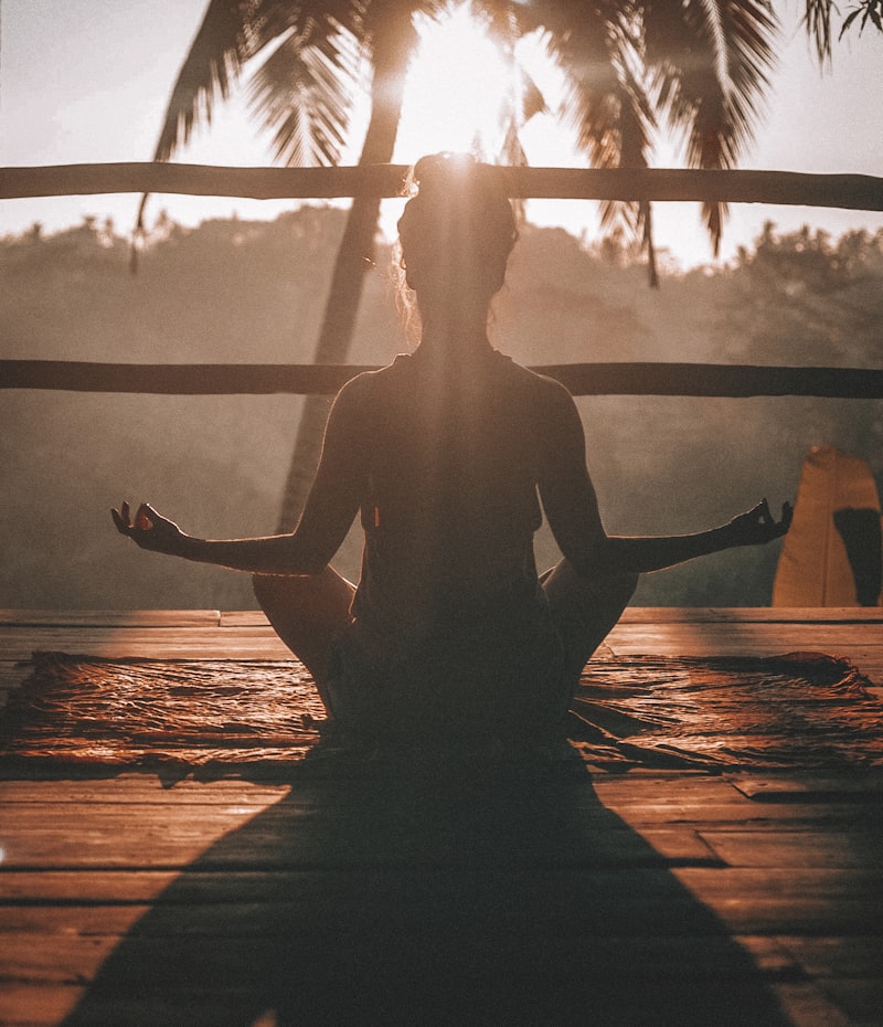 Spiritual reflection by the tranquil Hawaiian sea